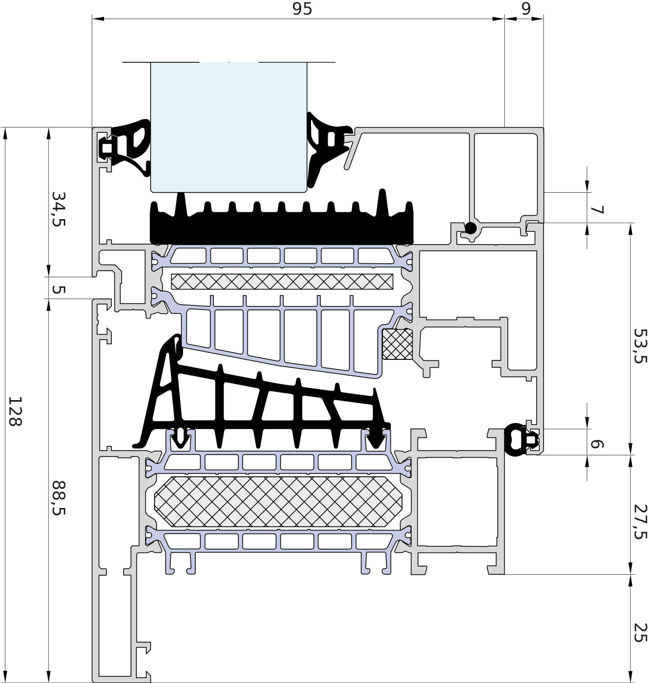 Ensemble composé de fenêtres en aluminium